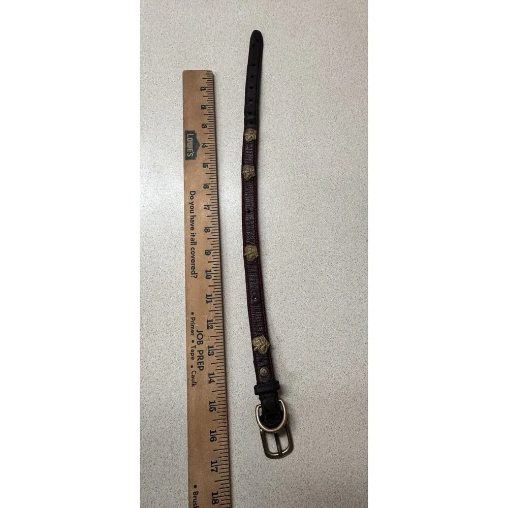 Genuine Hard Embossed Italian Leather VTG Dog Collar 18” with Crowns Accents